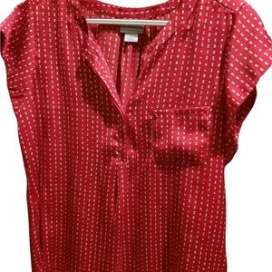 Liz Claiborne Red polka dot blouse for women size Large